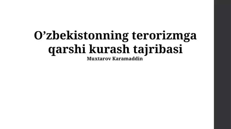 O’zbekistonning terorizmga qarshi kurash tajribasi