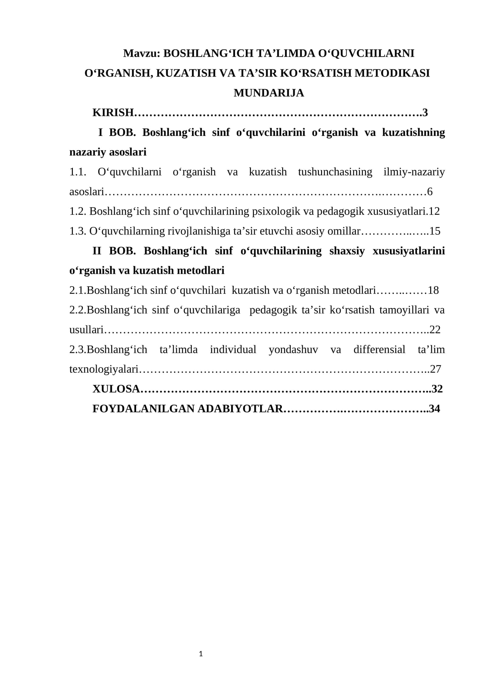BOSHLANG‘ICH TA’LIMDA O‘QUVCHILARNI O‘RGANISH, KUZATISH VA TA’SIR KO‘RSATISH METODIKASI