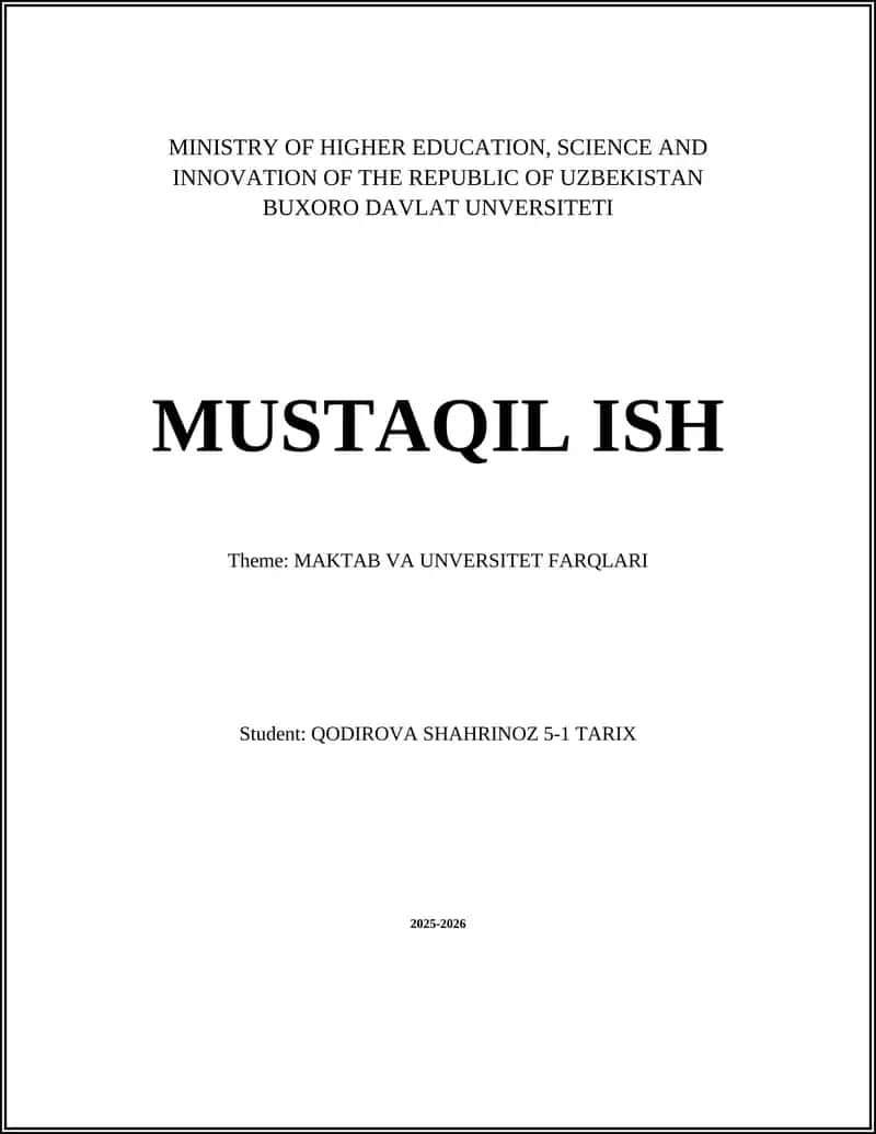 MAKTAB VA UNVERSITET FARQLARI