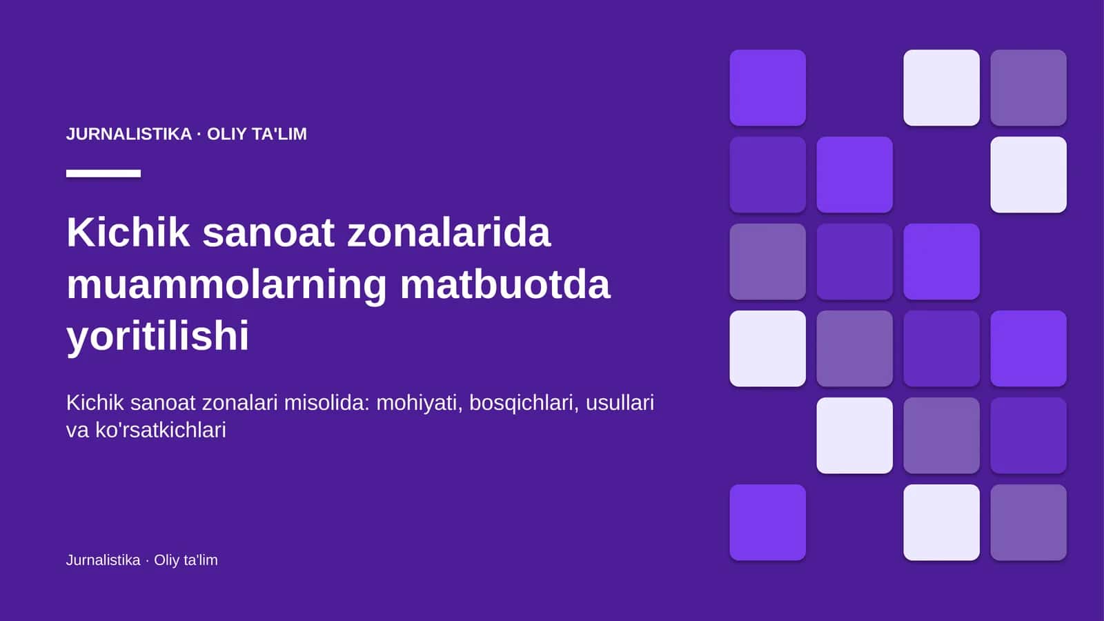 Kichik sanoat zonalarida muammolarning matbuotda yoritilishi