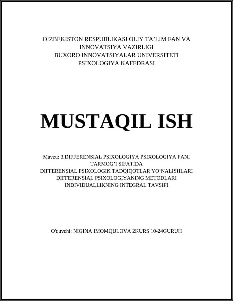DIFFERENSIAL PSIXOLOGIYA