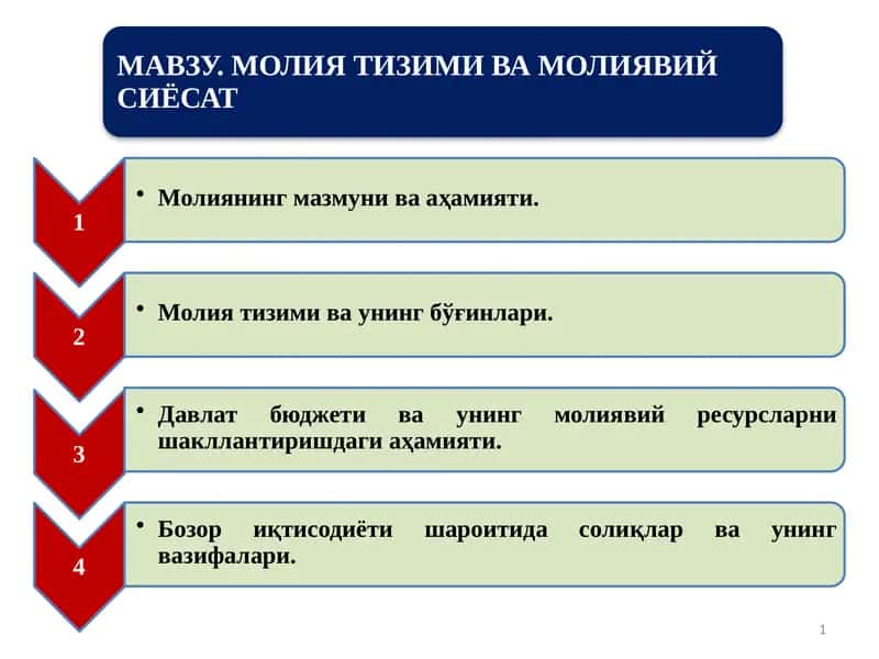 Молиянинг моҳияти ва вазифалари
