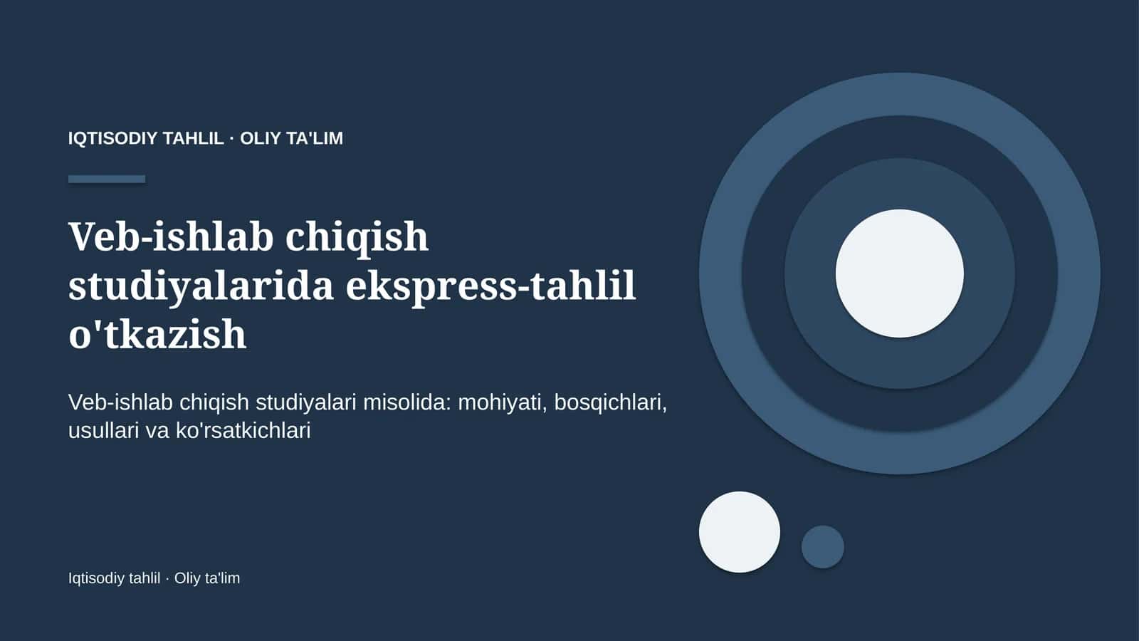 Veb-ishlab chiqish studiyalarida ekspress-tahlil o'tkazish