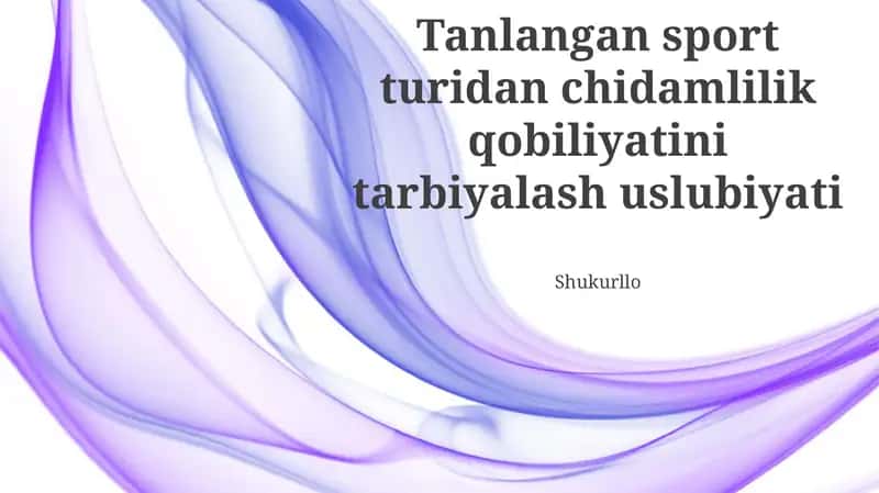 Tanlangan Sport Turida Chidamlilikni Rivojlantirish Metodologiyasi