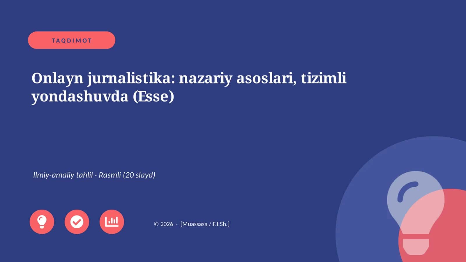 Onlayn jurnalistika: nazariy asoslari, tizimli yondashuvda (Esse)