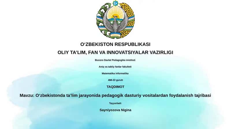 O‘zbekistonda ta’lim jarayonida pedagogik dasturiy vositalardan foydalanish tajribasi
