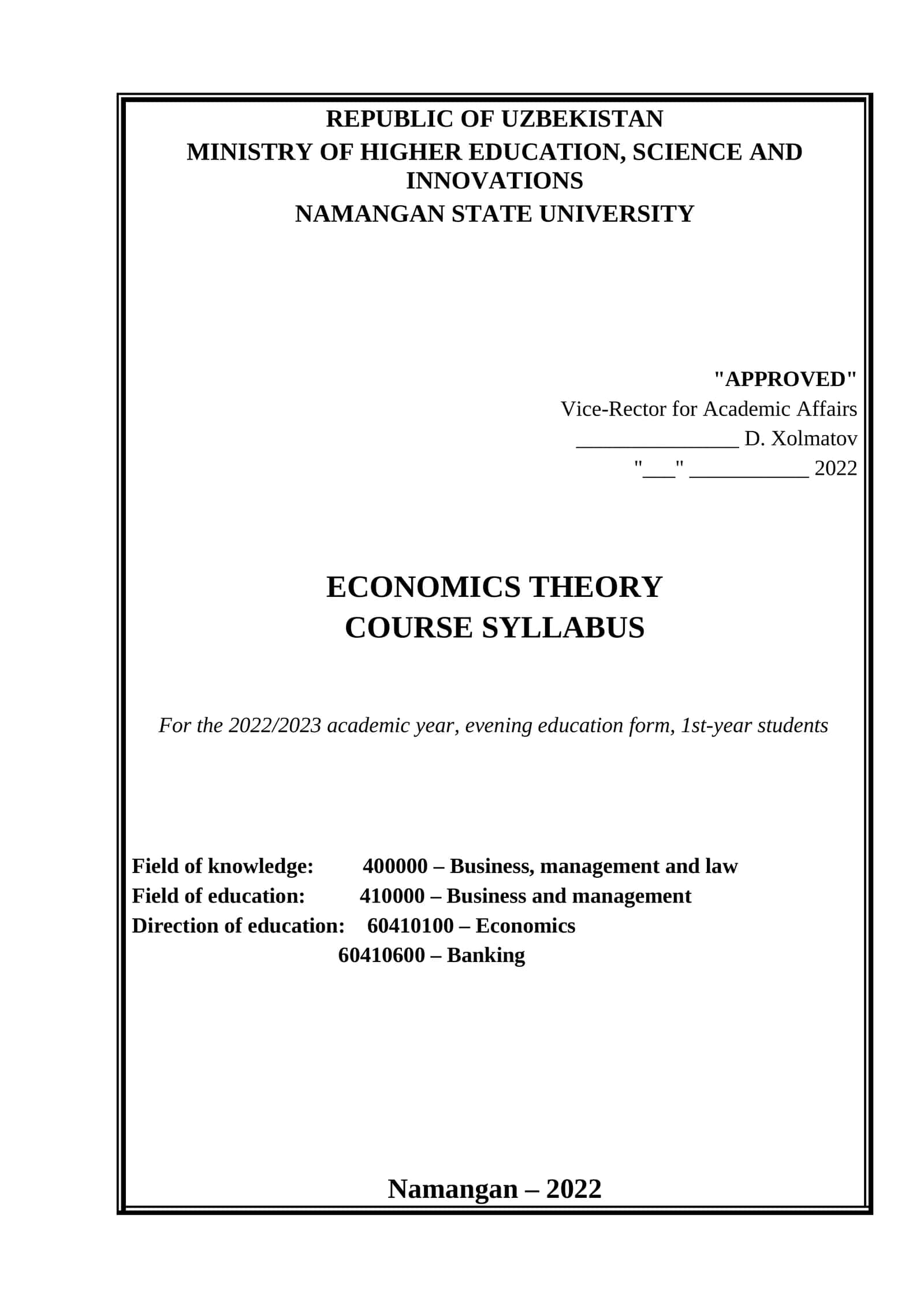 Economics Theory