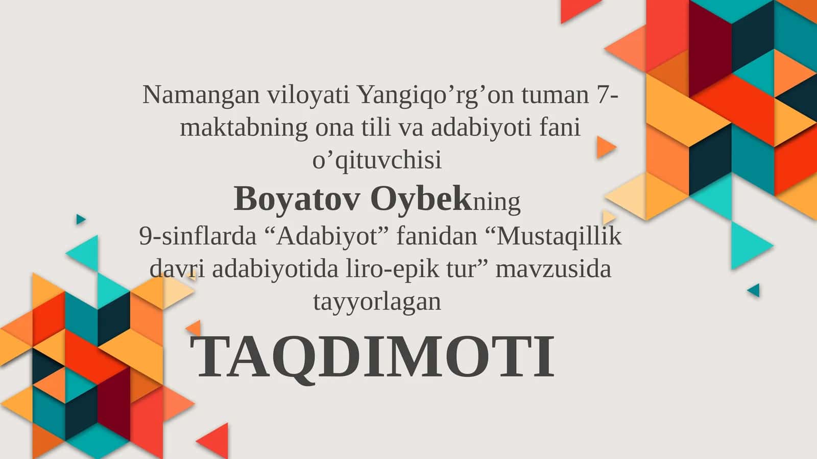 Mustaqillik davri adabiyotida liro-epik tur
