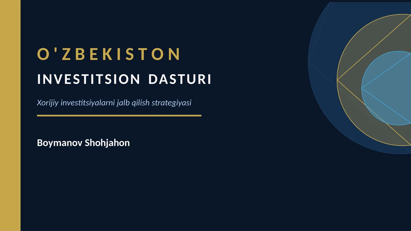 Xorijiy investitsiyalarni jalb qilish strategiyasi