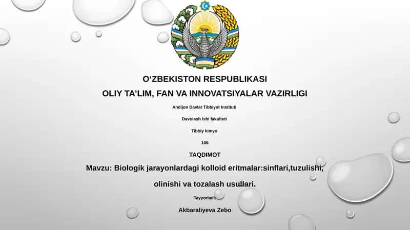 Biologik jarayonlardagi kolloid eritmalar