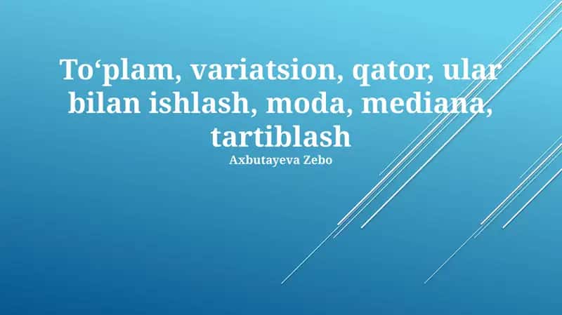 To'plamlar, Variatsion, Qatorlar