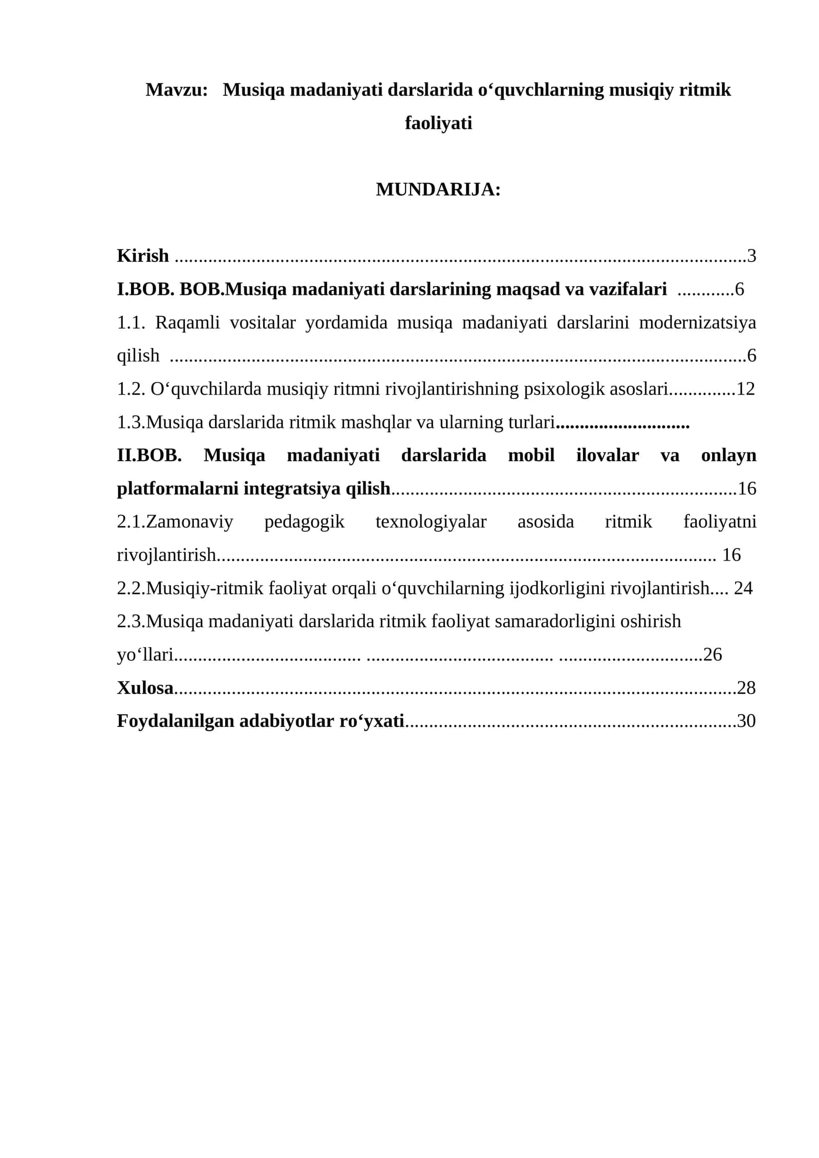Musiqa madaniyati darslarida o‘quvchlarning musiqiy ritmik faoliyati