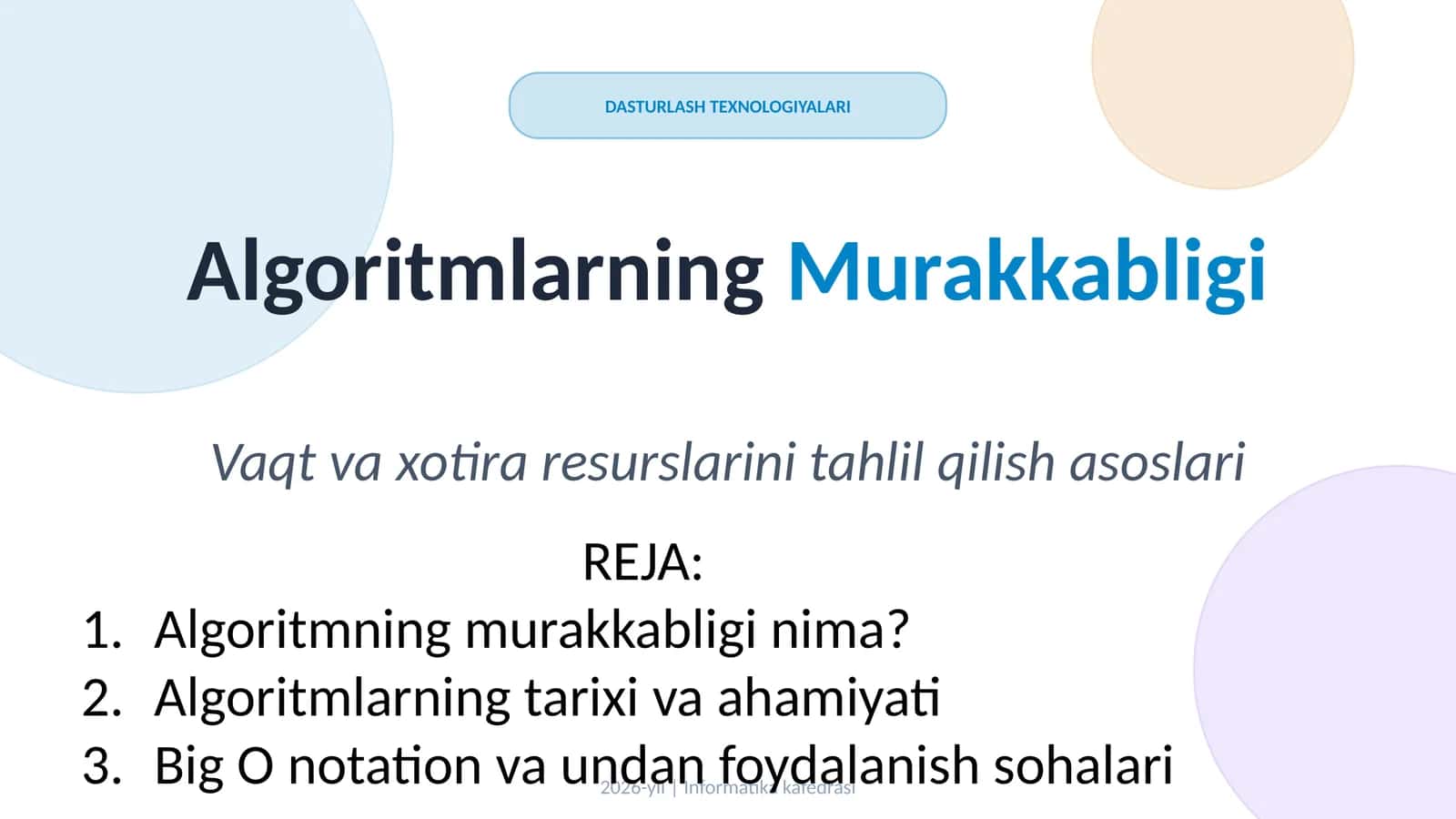 Algoritmlarning Murakkabligi