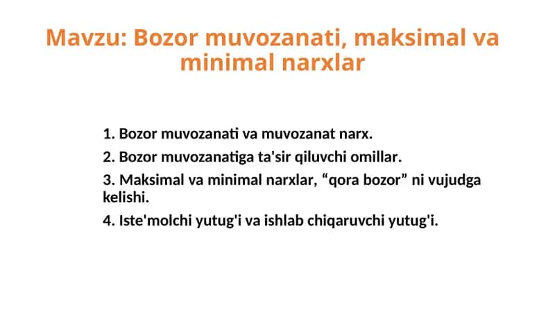 Bozor muvozanati 1