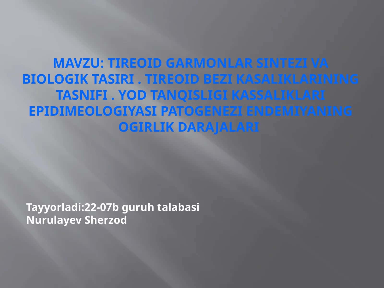 Tireoid garmonlar sintezi va biologik tasiri