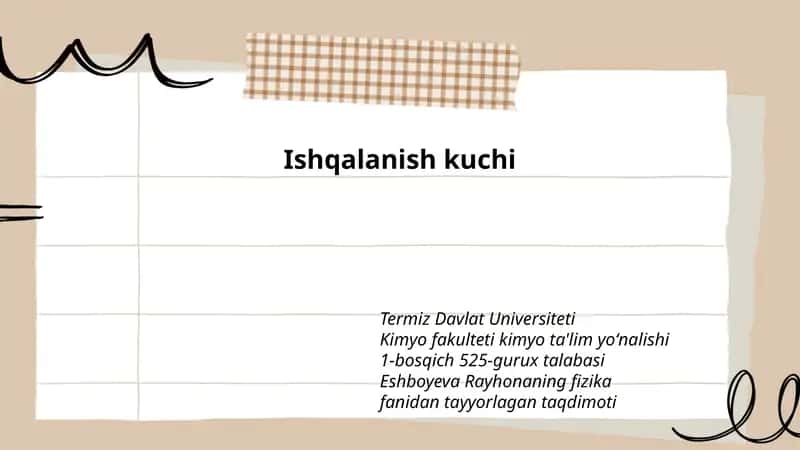Eshboyeva Rayhonaning Fizika Fanidan Tayyorlagan Taqdimoti