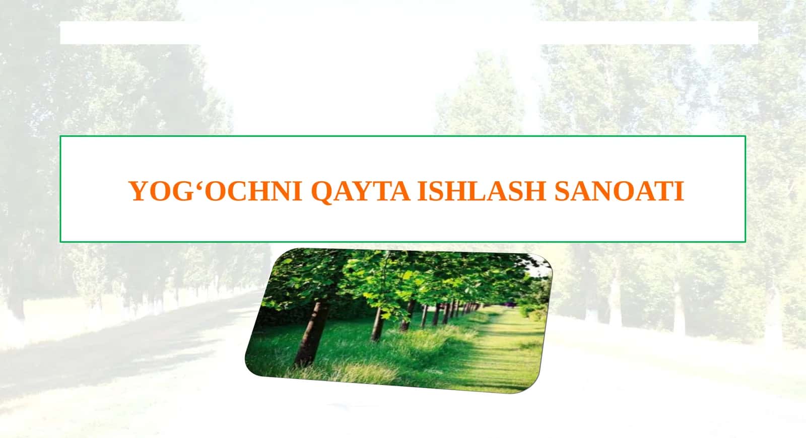 YOG‘OCHNI QAYTA ISHLASH SANOATI
