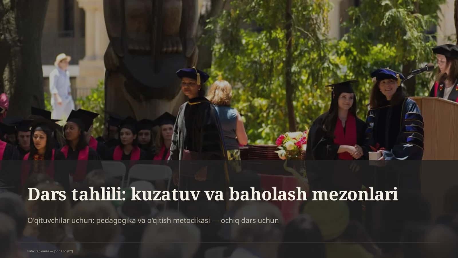 Dars tahlili: kuzatuv va baholash mezonlari