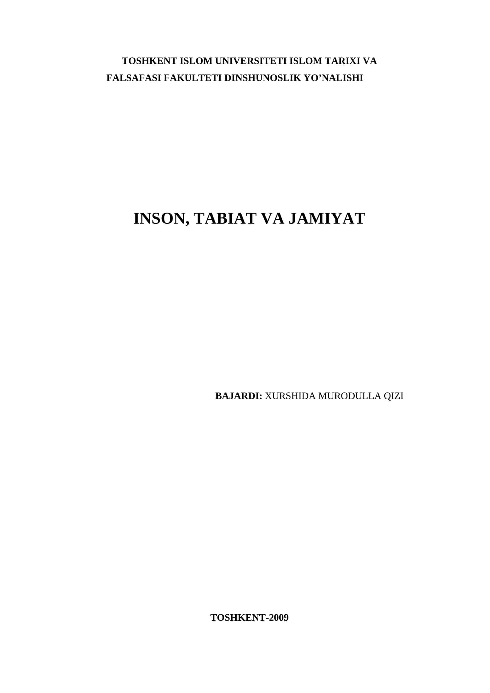 Ekologik muammoning falsafiy talqinlari