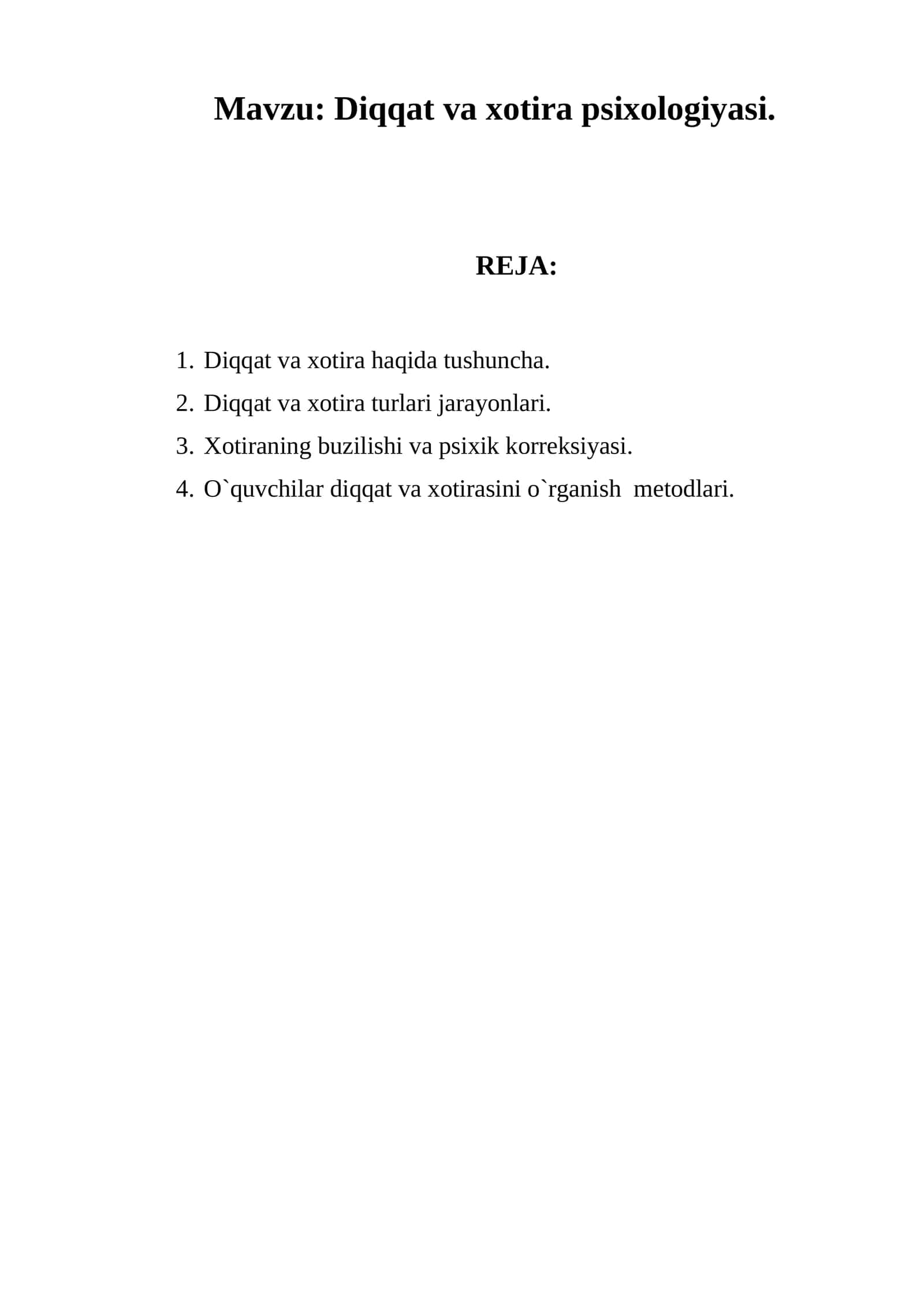 Diqqat va xotira psixologiyasi