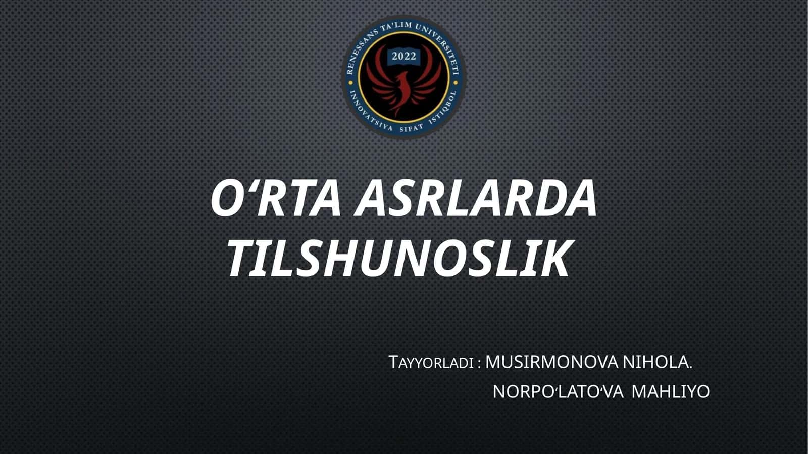 Oʻrtaasrlarda tilshunoslik