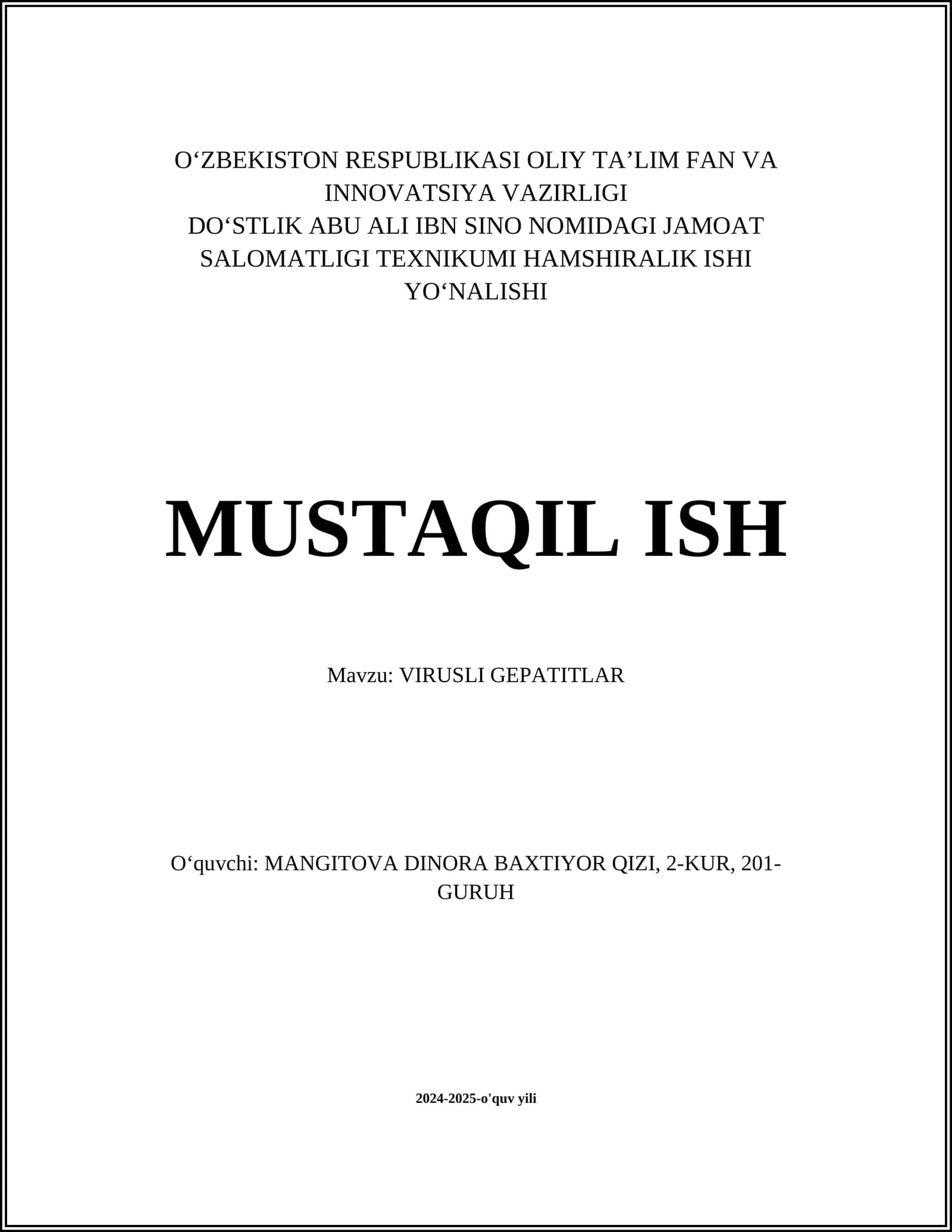 VIRUSLI GEPATITLAR