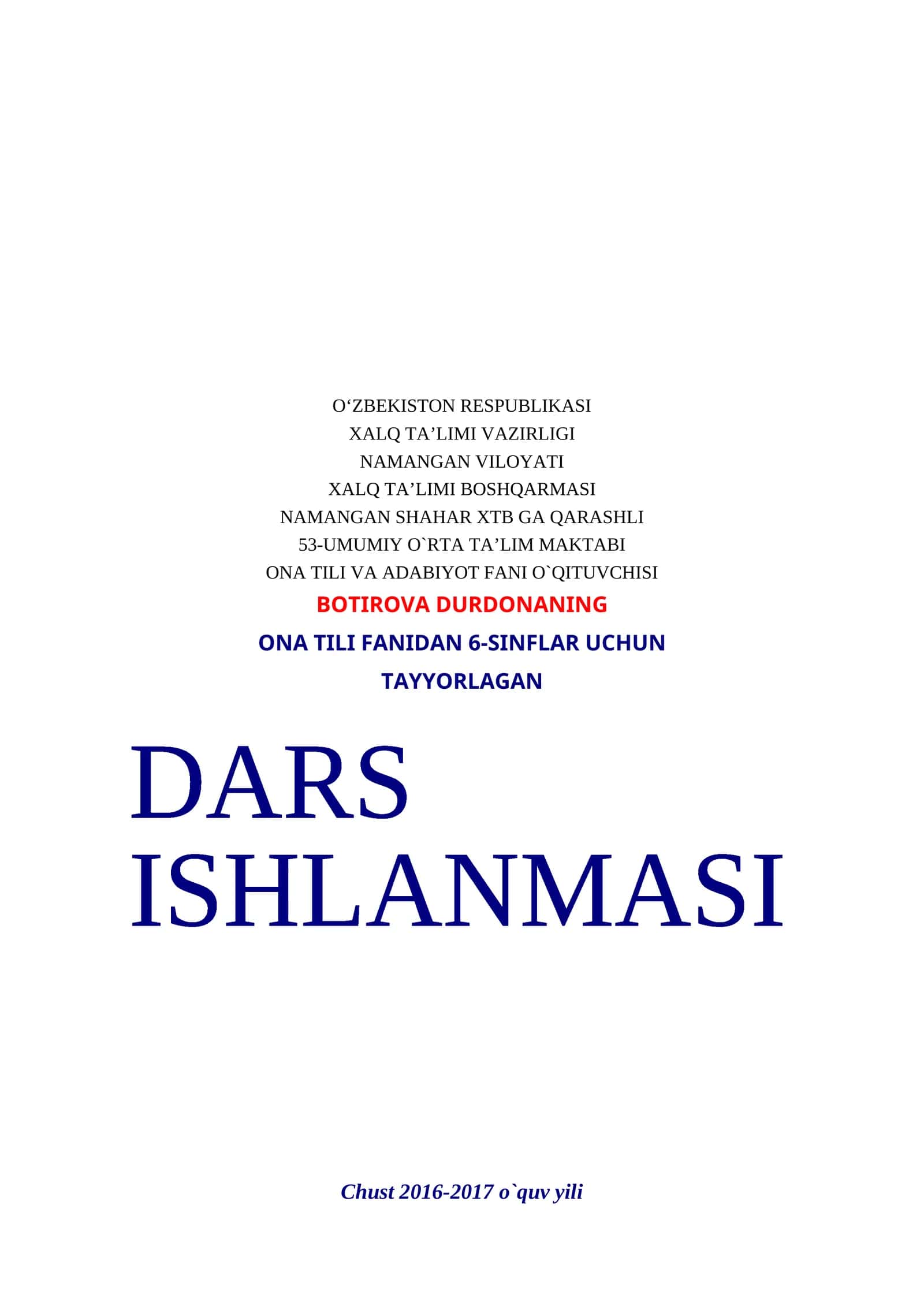 ONA TILI FANIDAN 6-SINFLAR UCHUN