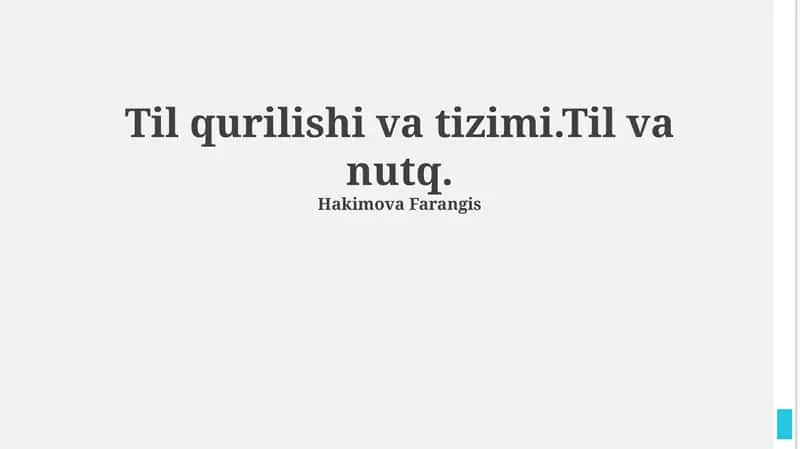 Til qurilishi va tizimi