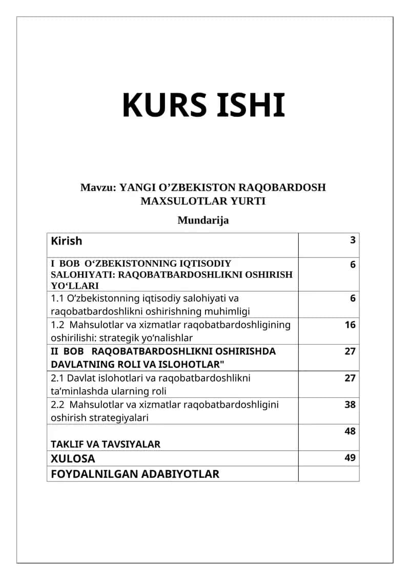 Yangi O'zbekiston Raqobardosh Maxsulotlar Yurti