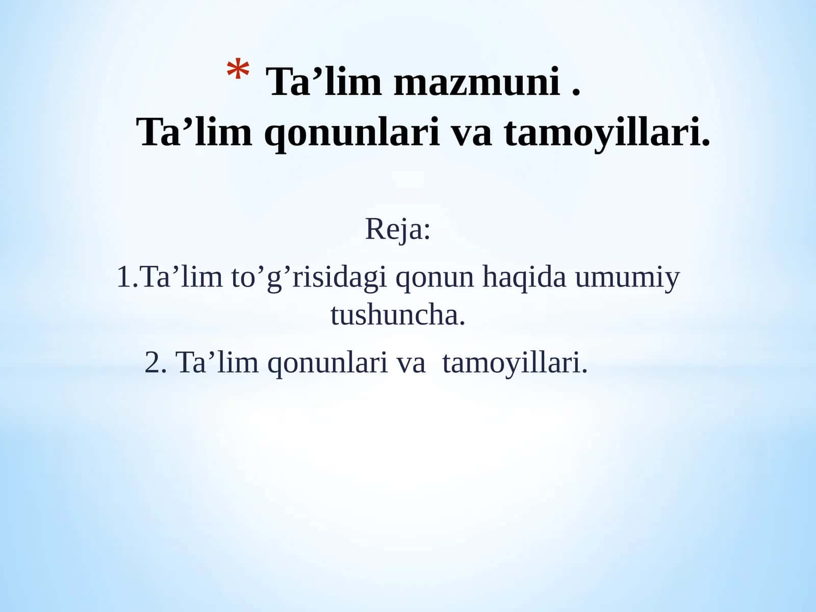 Ta’lim to‘g‘risidagi qonun