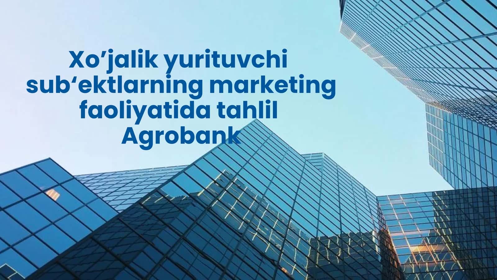 Xo’jalik yurituvchi sub‘ektlarning marketing faoliyatida tahlil  Agrobank