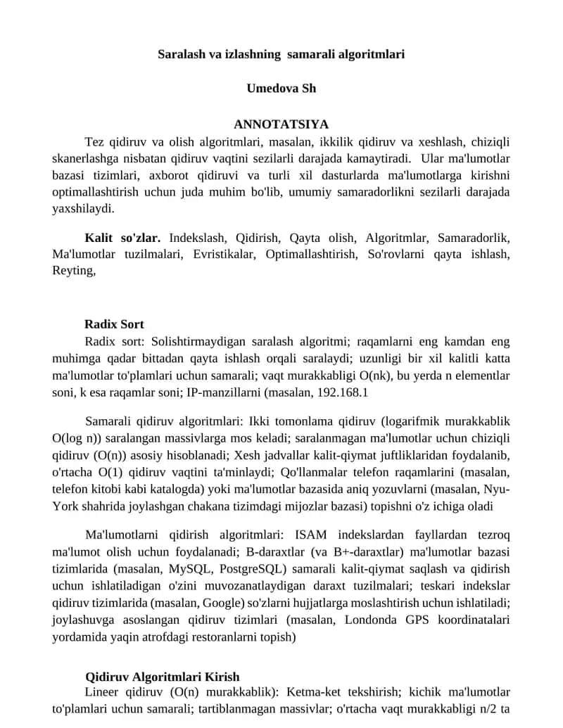 Saralash va izlashning samarali algoritmlari