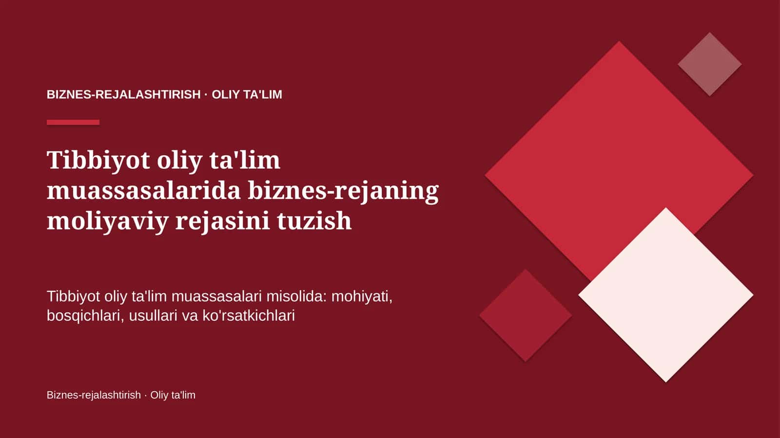 tibbiyot oliy ta'lim muassasalarida biznes rejaning moliyaviy rejasini tuzish 1557