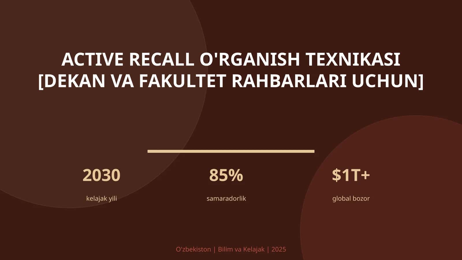 Active recall o'rganish texnikasi [dekan va fakultet rahbarlari uchun]