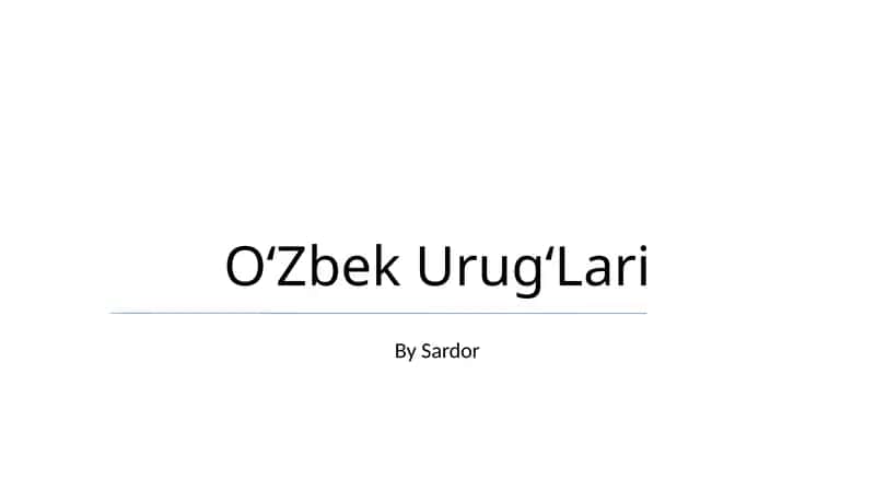 Oʻzbek UrugʻLari