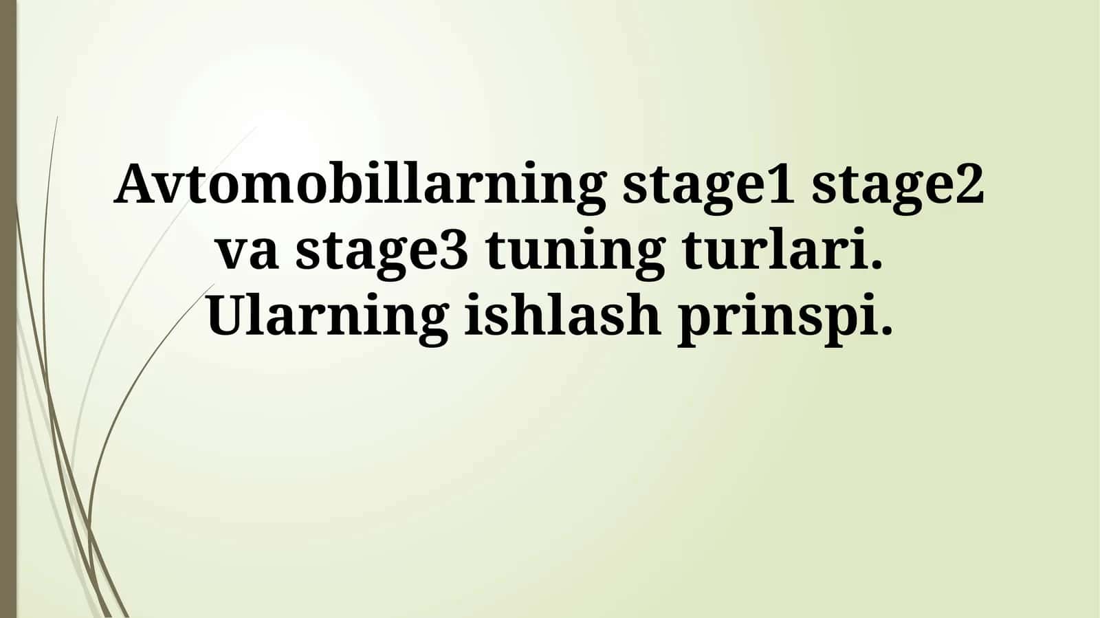 Avtomobillarning stage1 stage2 va stage3 tuning turlari