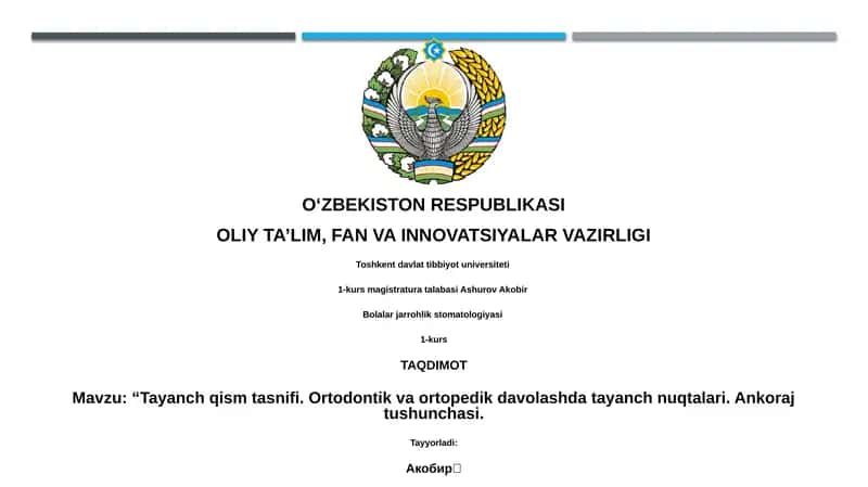 Tayanch qism tasnifi va davolash