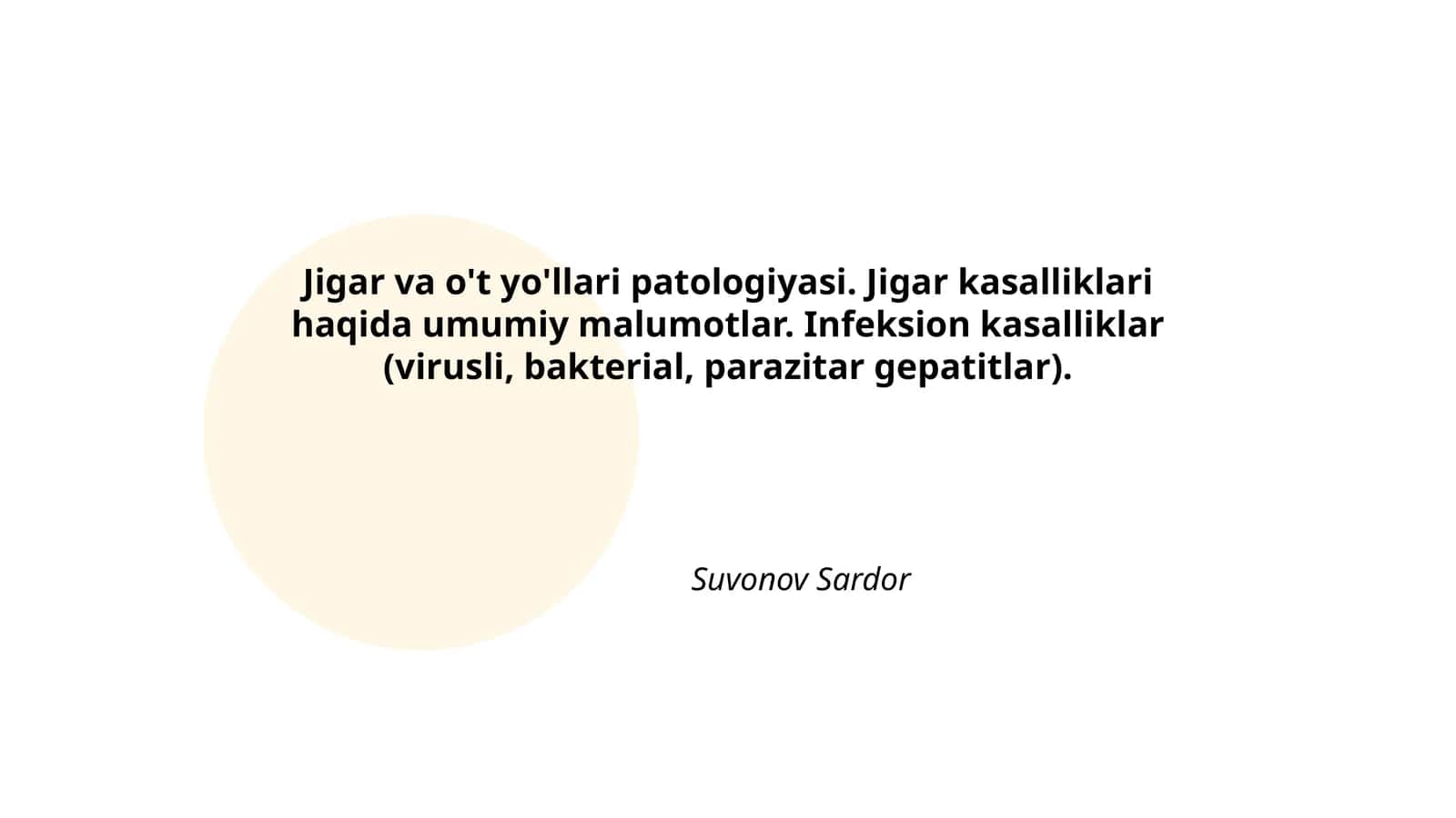 Jigar va o't yo'llari patologiyasi