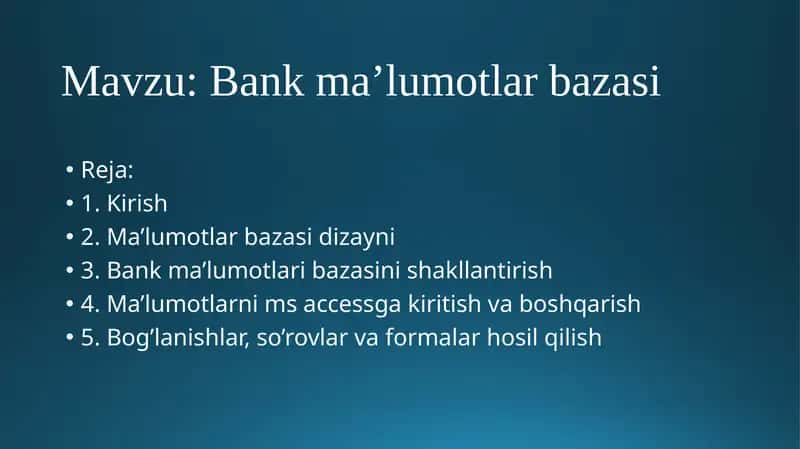 Bankma’lumotlarbazasi