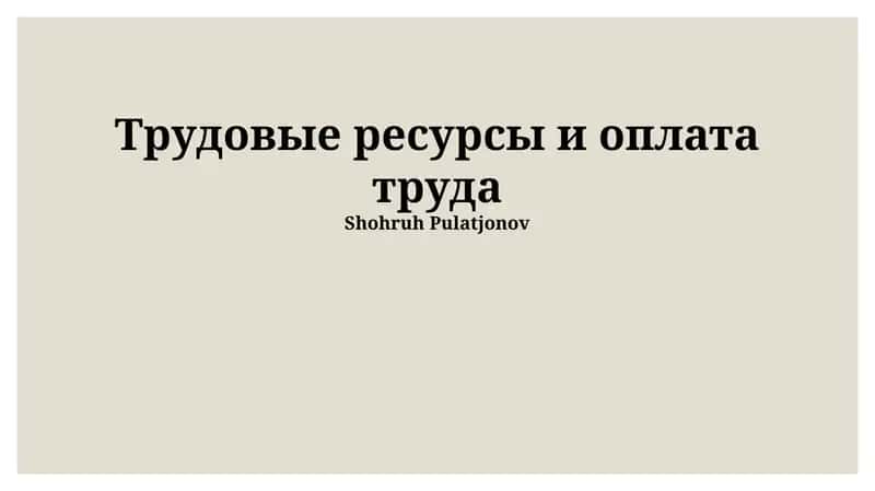 Трудовые ресурсы и оплата труда