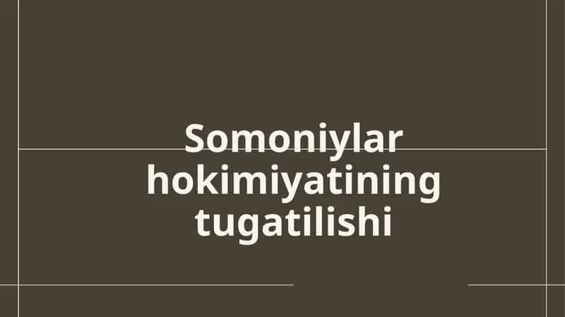 Somoniylar hokimiyatining tugatilishi