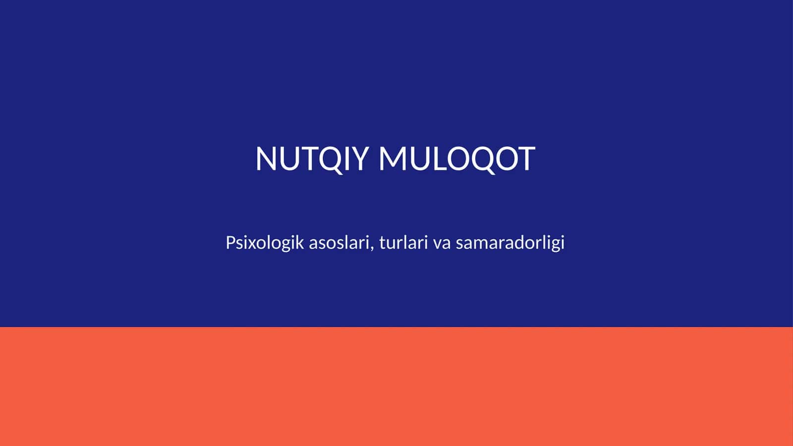 Nutqiy muloqot