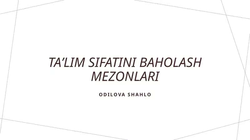 Taʼlim sifatini baholash mezonlari