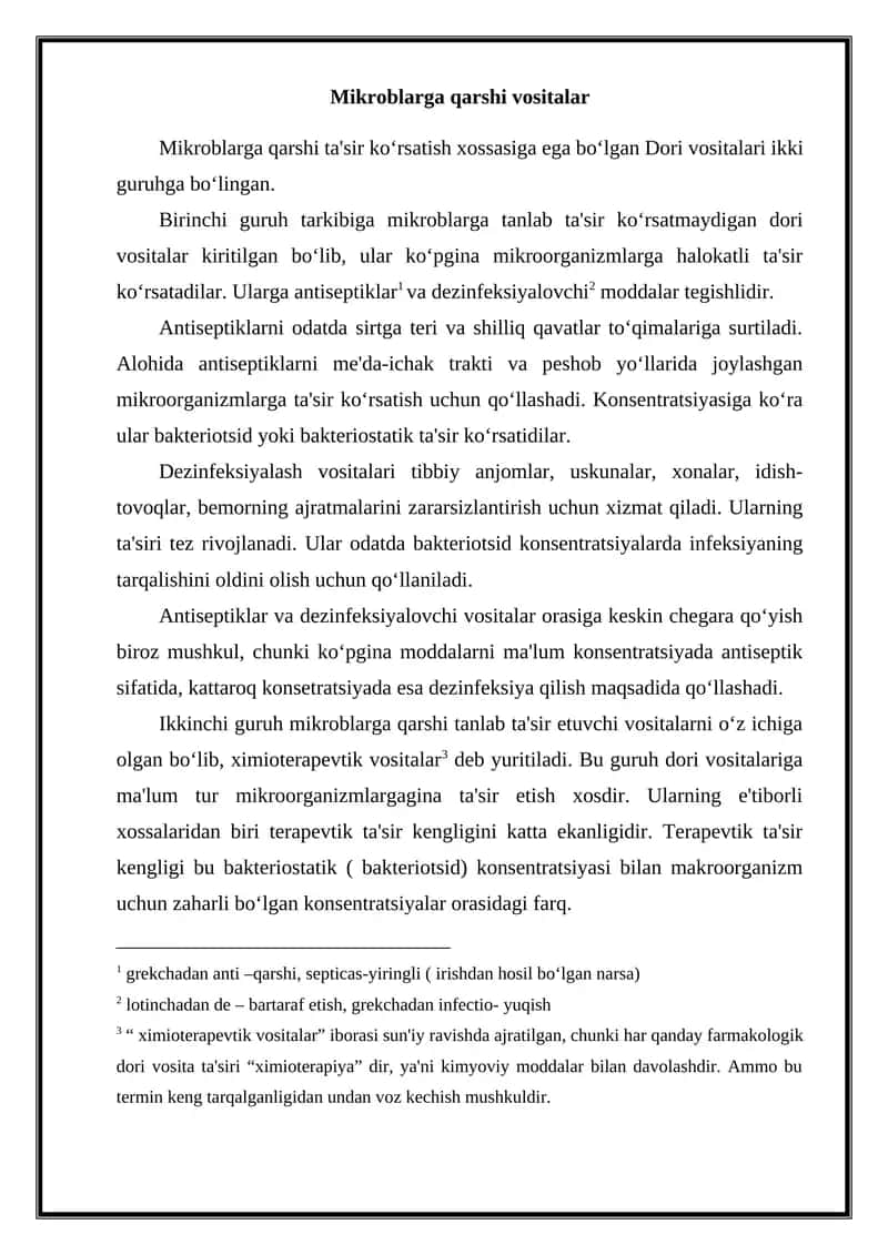 Mikroblarga qarshi vositalar