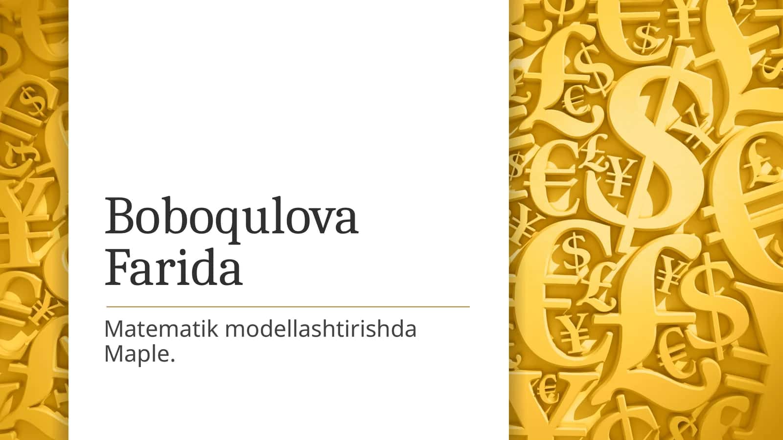 Matematikmodellashtirishda Maple