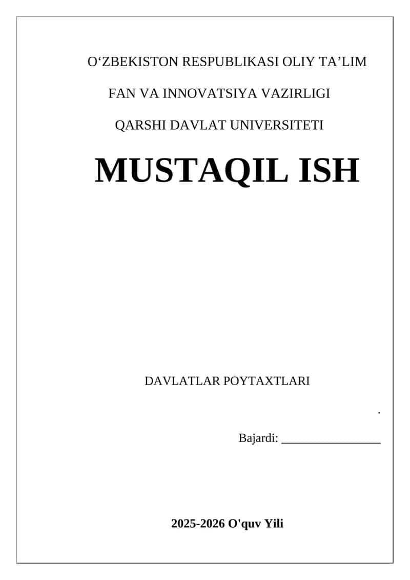 Davlatlarning poytaxtlarni tanlash mezonlari