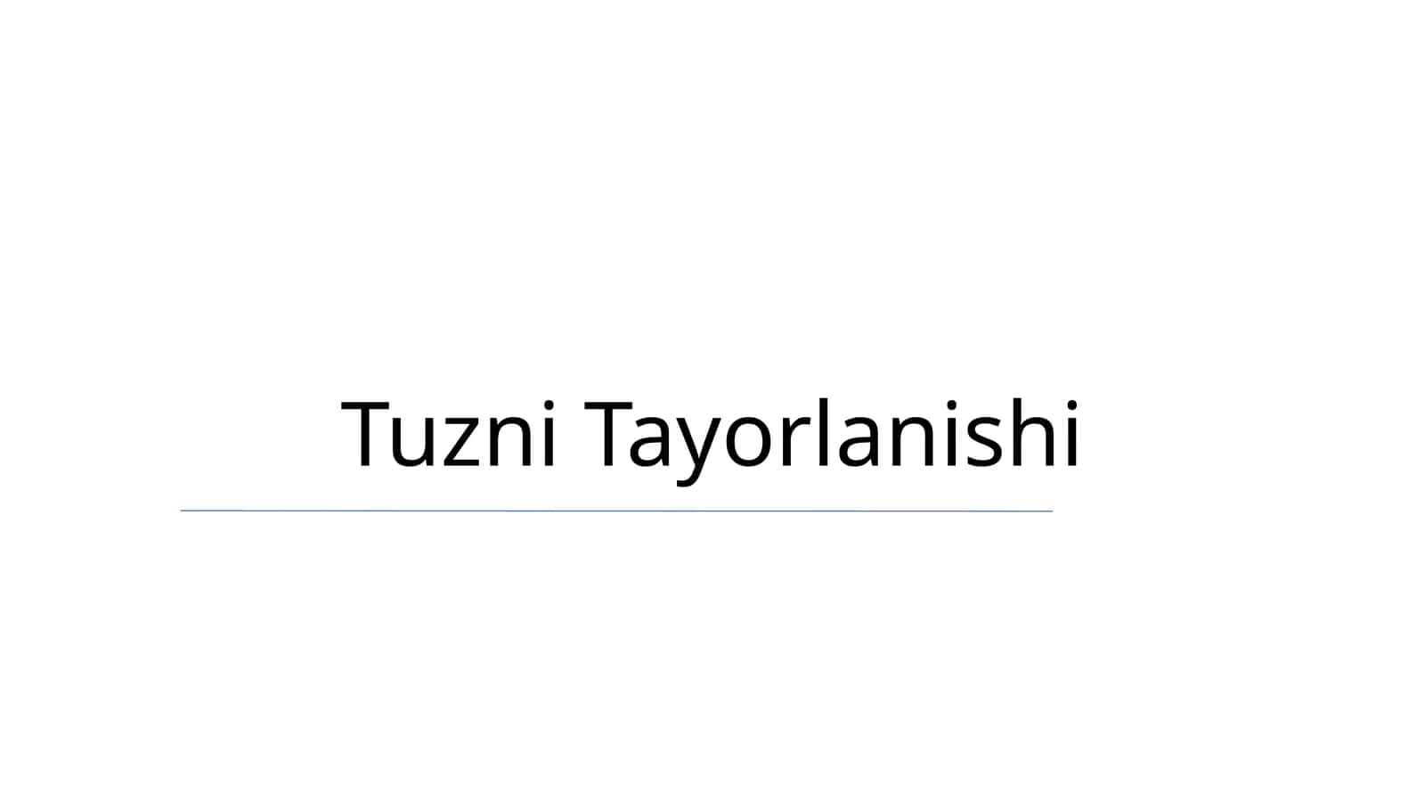 Tuzni Tayorlanishi