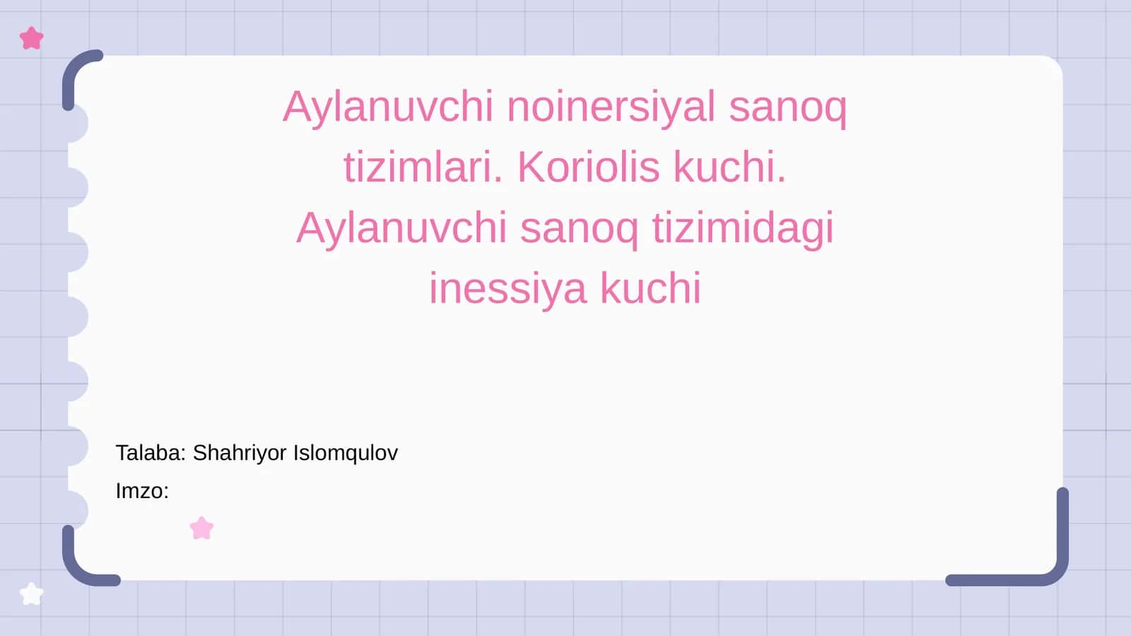 aylanuvchi noinersial sanoq tizimlari