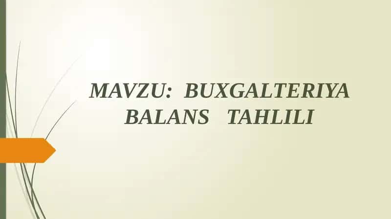 BUXGALTERIYA BALANS TAHLILI