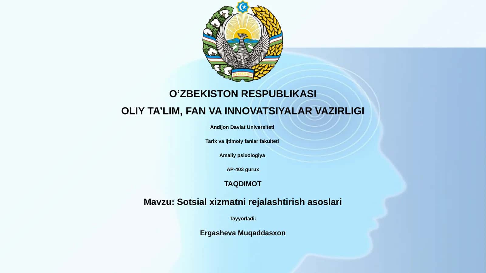 Sotsial xizmatni rejalashtirish asoslari